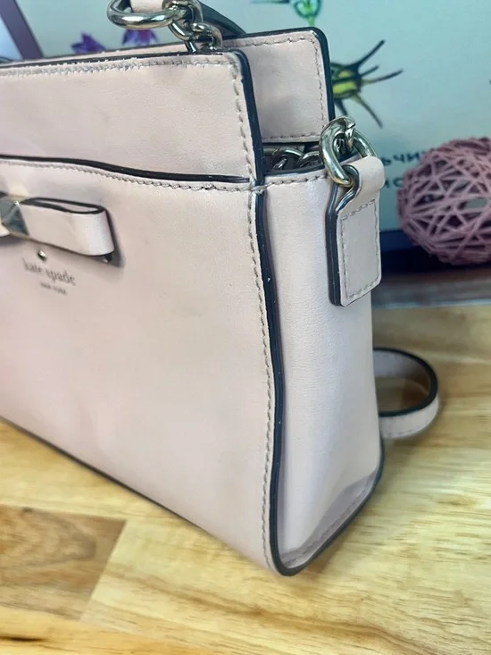 Kate Spade Beacon Court Angelica Crossbody Bag Ballet Pink Leather Bow - Picture 3 of 10